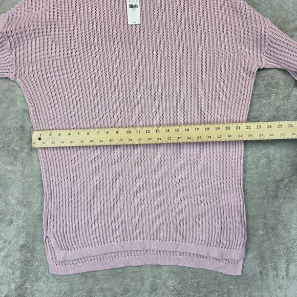 Express Sweater Womens Large Pink Light Purple Cotton Open Knit Tunic NWT - Picture 7 of 11